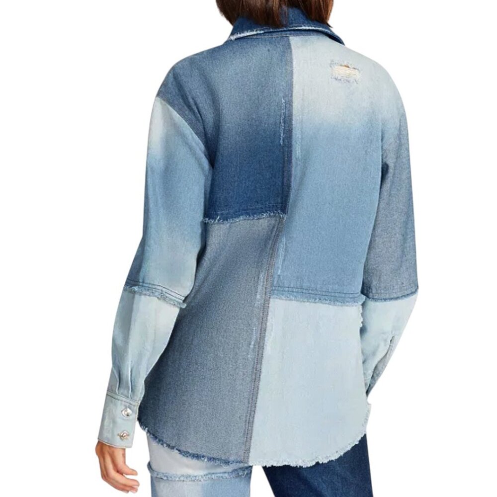 STEVE MADDEN DISTRESSED DENIM SHACKET BOHO COWGIRL SMALL - Picture 3 of 8